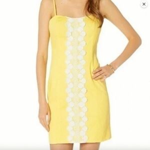 Lilly Pulitzer Back Tie Shelli Embroidered Shift Yellow Dress XS 2